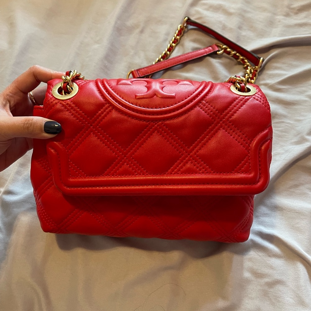 Tory Burch Soft Fleming quilted Small flap bag Red